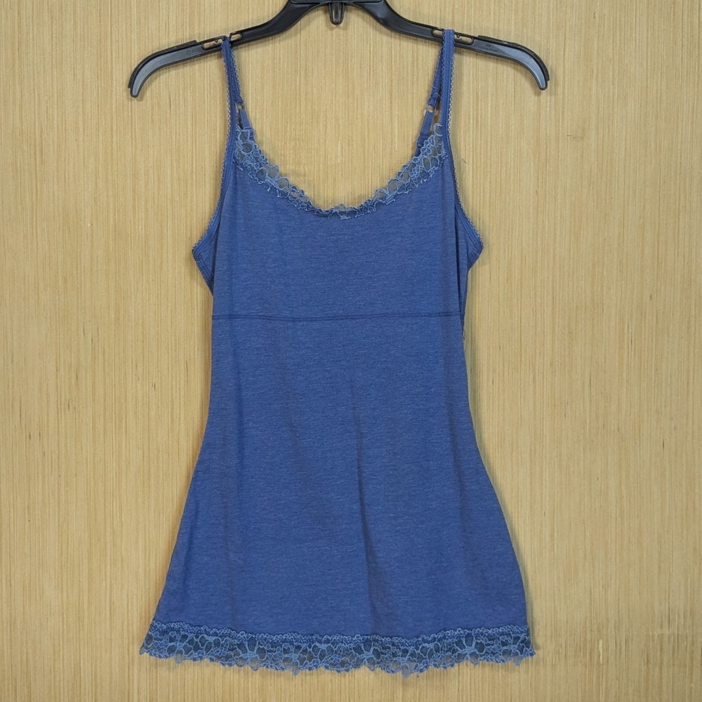 Maurices Y2K Blue Lace Trim Long‎ Tank Top Women's Small Layering Elena Gilbert